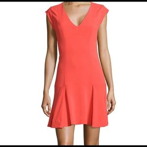 Rebecca Taylor V-neck Cap Sleeve Pleated Mini Dress